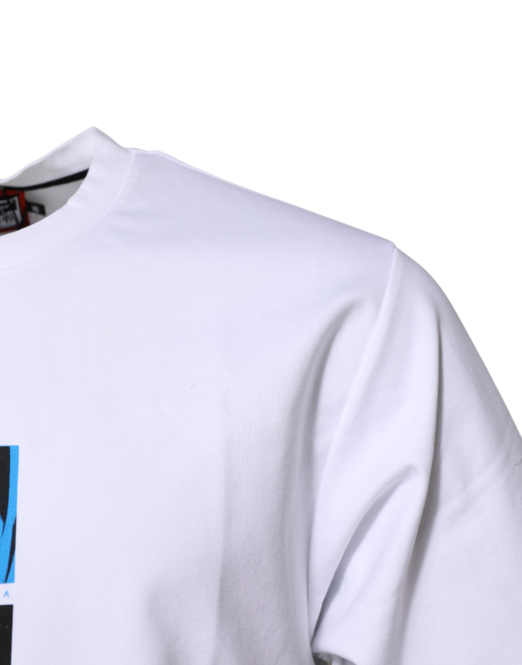 Dolce & Gabbana White Cotton Crew Neck Graphic Print T-shirt